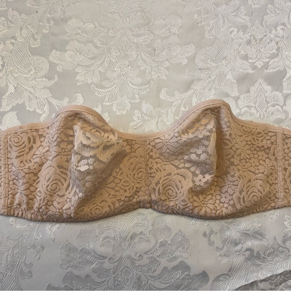 Wacoal Bra 36D Halo Lace Strapless Underwire Beige lace 854205 Unlined Bride‎ - Picture 8 of 8